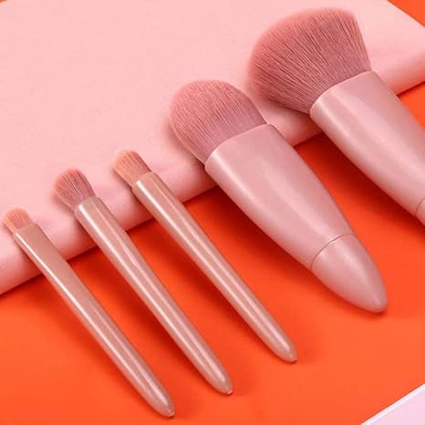 Easy-taken Travel Makeup Brush Set, 5pcs Mini Complete Function Cosmetic Brushes Kit (5pcs with holder)